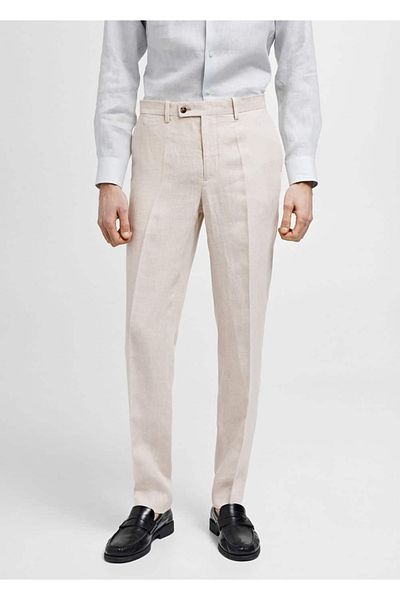 MANGO Man Slim Fit 100% Linen Fabric Pants