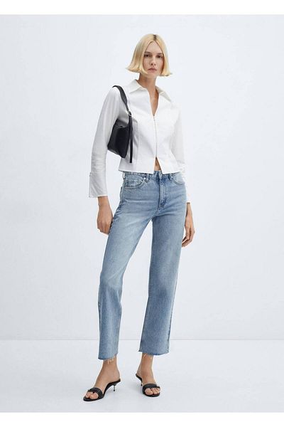 MANGO Woman Egyenes szabású Crop Jeans - kényelmes szabású