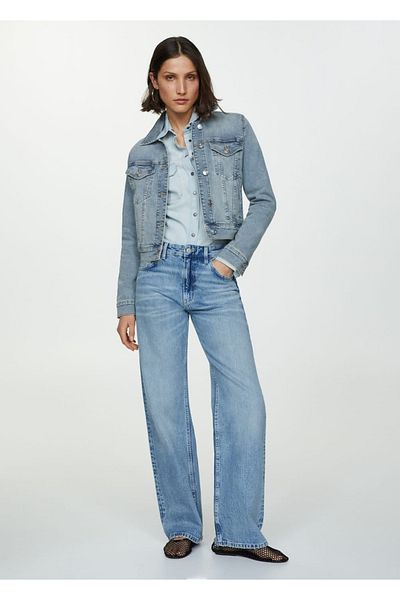 MANGO Woman Palton denim - Design de buzunar