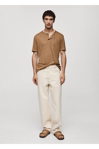 MANGO Man Koszulka Slim Fit wykonana w 100% z lnu
