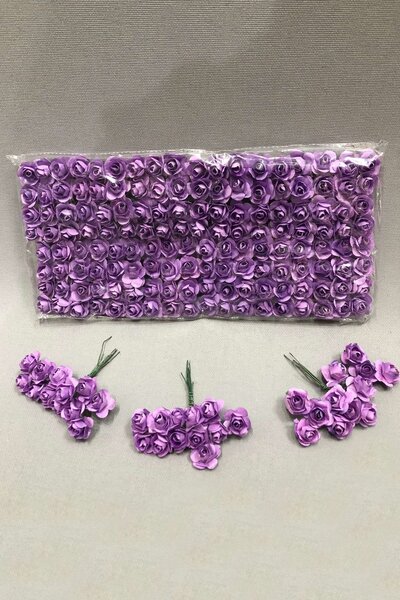 Hayalperest boncuk Lila Kağıt Gül Çiçek 1 Paket 144 Lü