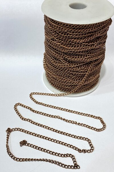 Hayalperest boncuk Brown Flat Metal Necklace Chain 1 Mt
