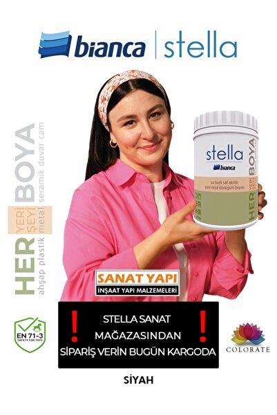 Stella Su Bazlı Saf Akrilik Boya - Siyah