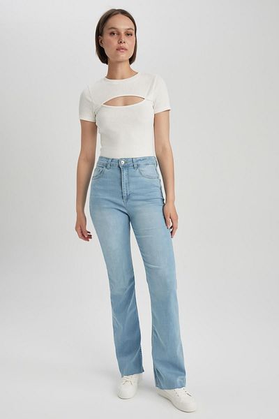 DeFacto Ribbed Camisole Short Sleeve Crew Neck T-Shirt A7825ax23sm