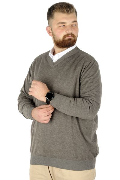 ModeXL Mode Xl Large Size Pullover V-Neck 22206 Milk Coffee