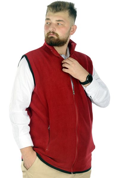 ModeXL Mode Xl Ανδρικό φλις γιλέκο με γιακά με φερμουάρ 22549 Claret Red