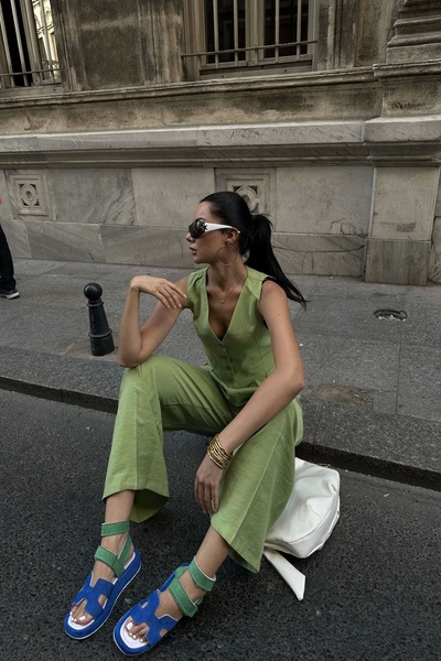 Eka Γυναικείο Σετ Πράσινο Γιλέκο και Παντελόνι - 0999-10042