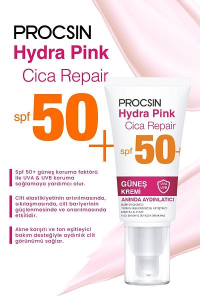 PROCSIN Hydra Pink Colored SPF50 Sunscreen - Barrier and Strengthening Effect