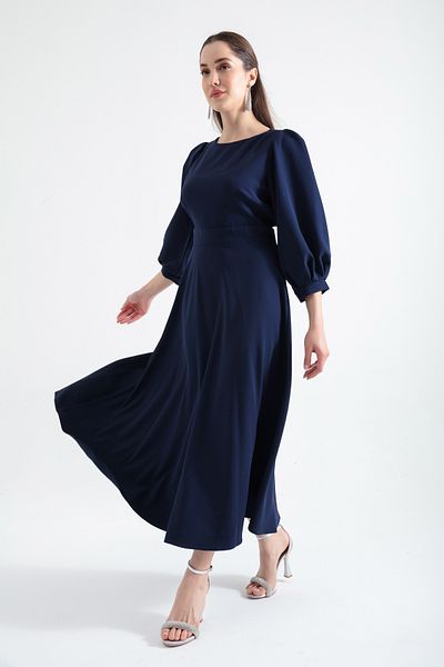 Lafaba Γυναικείο φόρεμα Navy Blue Midi με λεπτομέρεια στην πλάτη