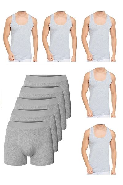 Marjinal Tekstil 10 Piece Undershirt and Boxer Set Economical Package 5 Boxers 5 Undershirts