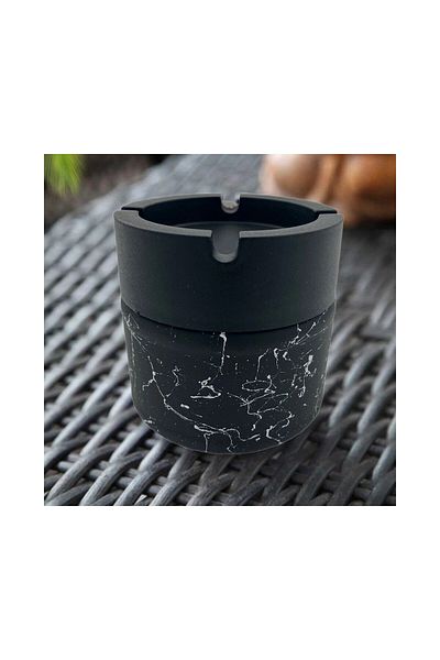 zemshop White Marble Patterned Odorless Glass Ashtray