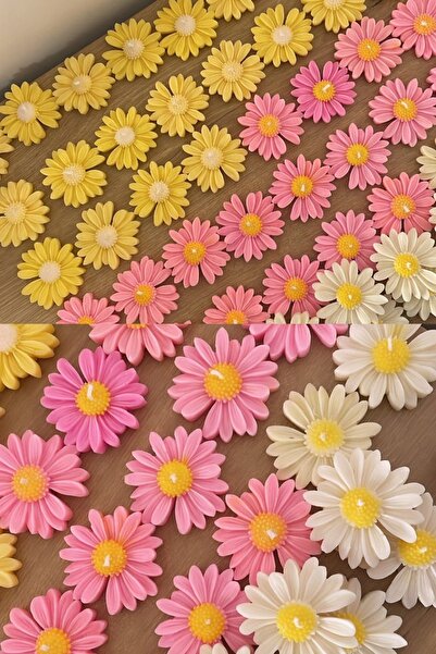 Genel Markalar Çiçek Desen Dekoratif Mum Söz,nişan,mevlid Hediyelik 5 Adet