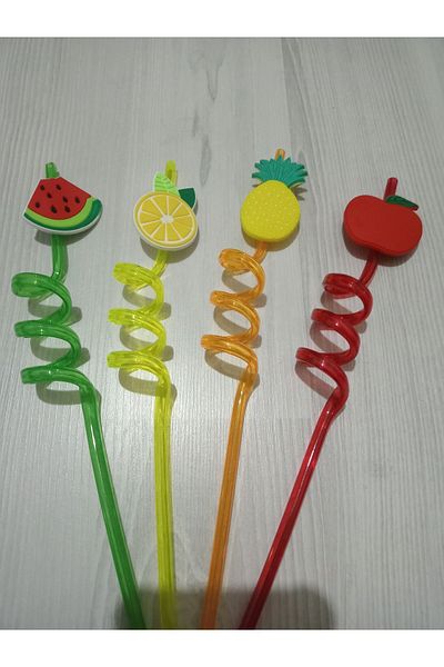 Vella Home 4-Piece Thick Plastic Straw Colorful Straw Fun Straw