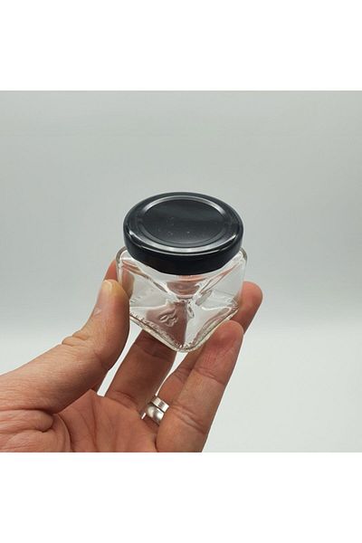 Paşabahçe 40 Cc Transparent Square Glass Jar - With Metal Lid - 50 Pieces