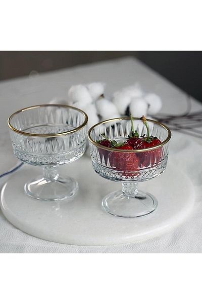 Paşabahçe 51749 Elysıa Set of 2 Gilded Footed Presentation Rack