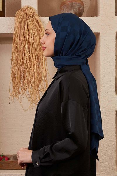 İpekhan Σειρά Silk Jacquard Σαλιάρα με μοτίβο Navy Blue Jacquard 9002-22