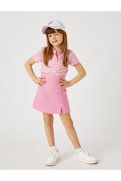 Koton Mini Skirt Pearl Buttoned Cotton