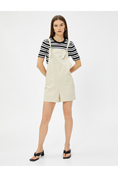 Koton Latzhose aus Leinenmischung mit Taschen