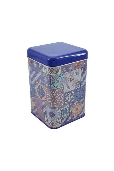 EVLE Ef022-j7 Purple Plaid Patterned Square Metal Storage Container 11x11 Cm