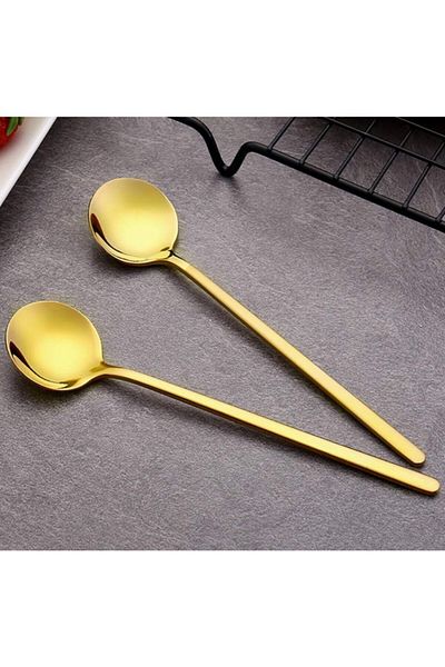 MADYMARK Gold Teaspoons Set of 6 Coffee Ice Cream Dessert Pastry Sugar Spoons