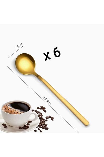 MADYMARK Gold Teaspoons Set of 6 Coffee Ice Cream Dessert Pastry Sugar Spoons