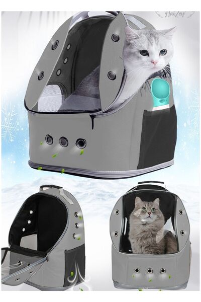 Ksburda Gri 13 Hava Kanallı Büyük Boy Kedi Çantası 8 Kg Taşıma Kapasiteli 42x...