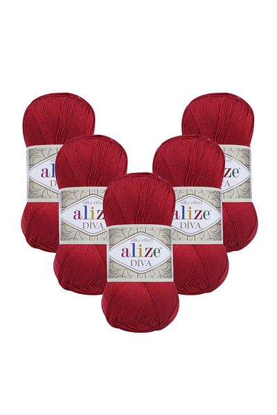 Alize Diva 5-Piece 106 Red Hand Knitting Yarn