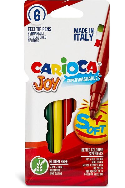 CARIOCA Joy Super Washable Felt Tip Crayons, Pack of 6