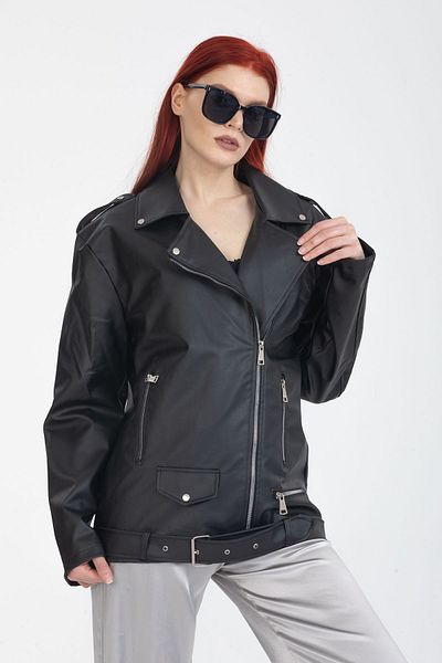 Pin Fashion Lange Lederjacke für Damen in Übergröße