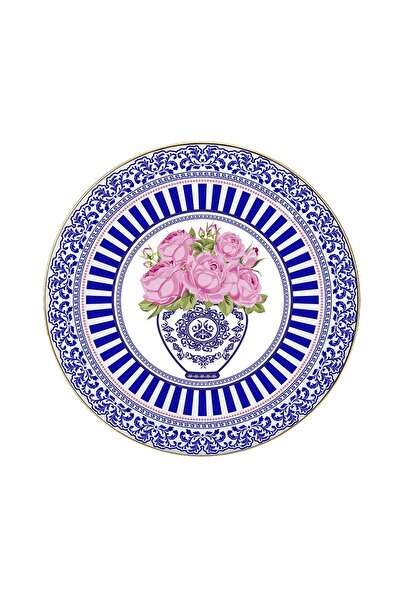 Vivas Blue Blanc Pink Rose Plate 23 Cm