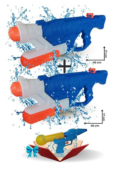 zanur Total 3 Pieces. 2 Large Size Pump Water Guns (with 1lt Chamber) and Gift (Small Water Gun)