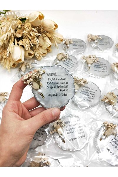 ZEKAAVM Epoksi Magnet 25 Adet Söz Nişan Nikah Kına Düğün Hediyeliği Kuran Hat...