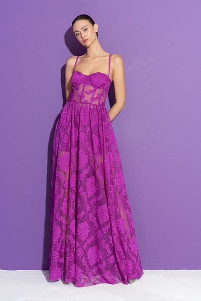 Kikiriki Strappy Long Guipure Dress