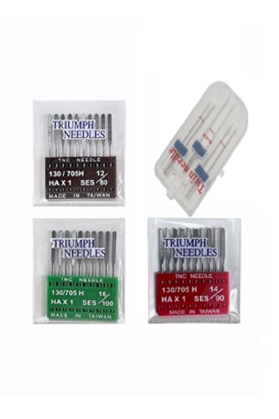 SİNGER Dikiş Makine Iğnesi (12-14-16 Numara 30 Adet) Normal Iğne Ve 2mm-3mm-4mm Çift Iğne 3 Adet Gelecektir