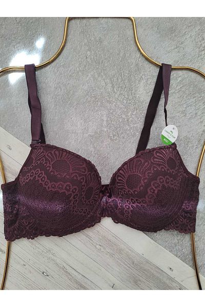 NARIYA Women's Plus Size C Cup Gathering Bra Empty Cup Lace Detailed Bra Underwear Lingerie