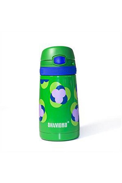 Uzspace Shamobo Yeşil 350 Ml Paslanmaz Çelik Pipetli Çocuk Matara Vagonlife