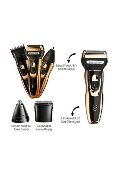 Sanal Çarşı Kablosuz Insua Hk-450 Sakal Traş Makinesi Beyaz Islak 1-3 6 Yıl V...