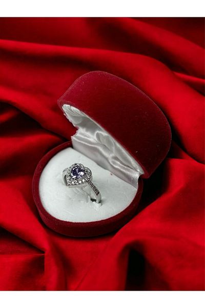 Novas Steel Purple Heart Ring Zircon Stone