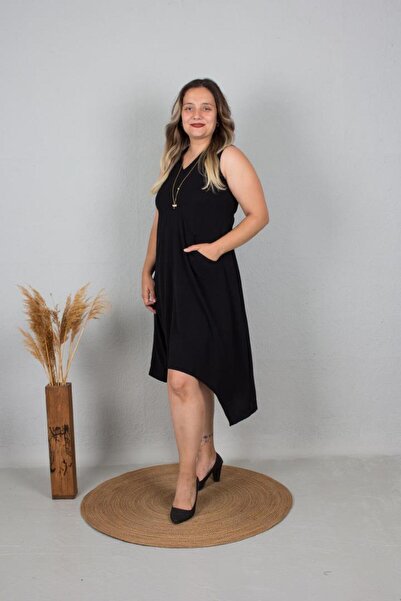 Truva XXL TruvaXxl Plus Size - Γυναικείο φόρεμα συμμετρικής κοπής