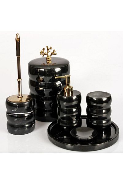 ege gross Decorative Marble Serrated 6 Piece Bathroom Set Set