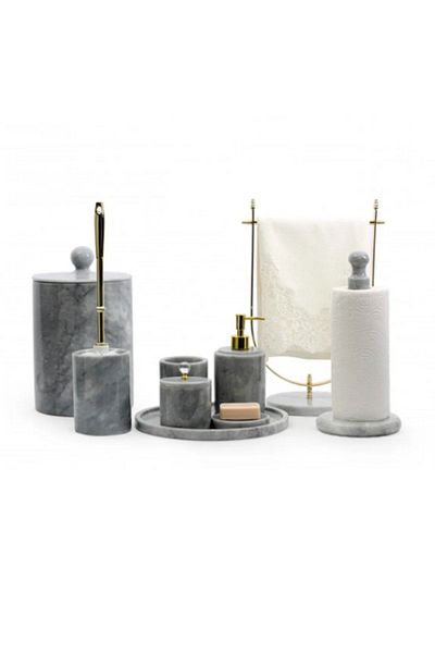 ege gross 9-Piece Gray Marble Round Form Decorative Bathroom Set Set