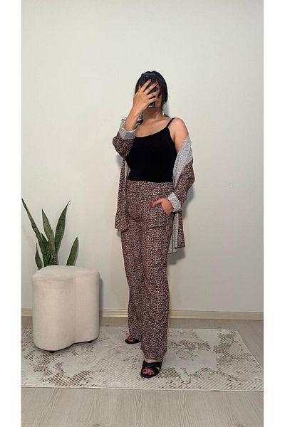 Butik طقم مكون من 3 قطع بنقشة الفهد مقاس كبير - أنيق يومي