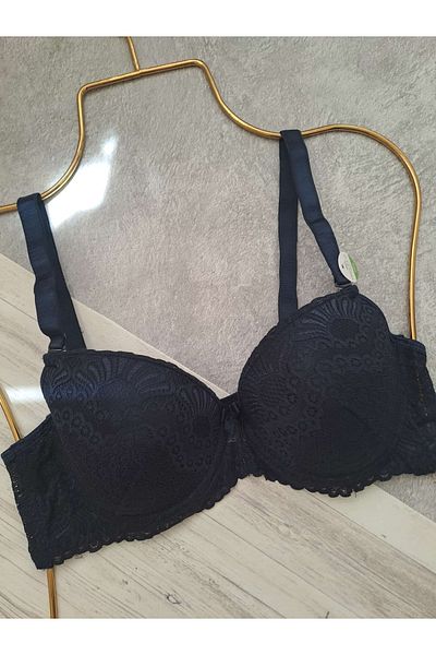 NARIYA Women's Plus Size C Cup Gathering Bra Empty Cup Lace Detailed Bra Underwear Lingerie
