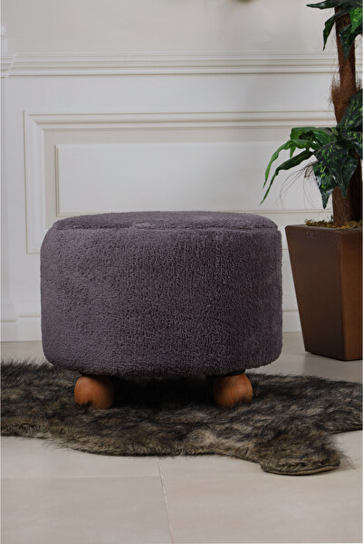 PUFMANYA POLO PELUŞ ANTRASİT 45 X 45 CM GÜRGEN TOPUZ AYAKLI ÇOK ASMAÇLI PUF KOLTUK