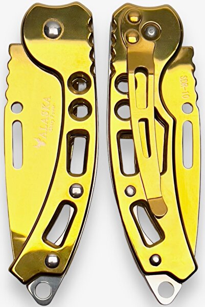 kopilininja SDR-10 Mini Gold Çakı Altın Renk Paslanmaz Çelik Anahtarlık Çakı 15cm