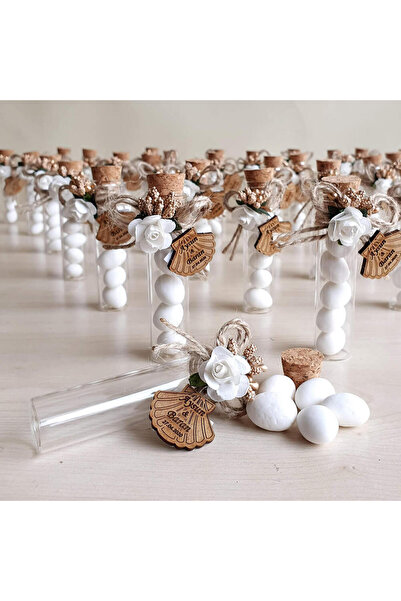 Mekece Nikah Şekeri Söz Nişan Düğün  Mantar Tıpalı Badem Şekerli Tüp Şişe Nks...