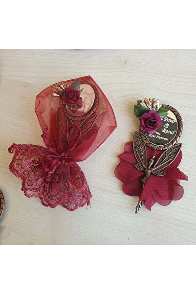 Mekece Nikah Şekeri Söz Nişan Düğün Hediyeliği Keseli Melek Ayna Magnet Nks-1...