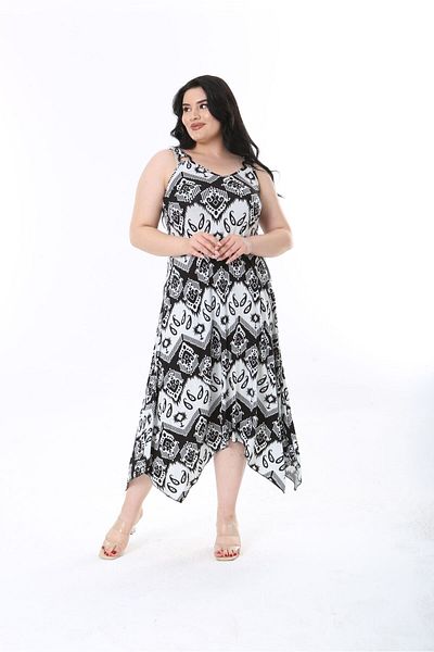 mezura tekstil Rochie de vară cu fustă din bumbac pieptănat cu croială asimetrică