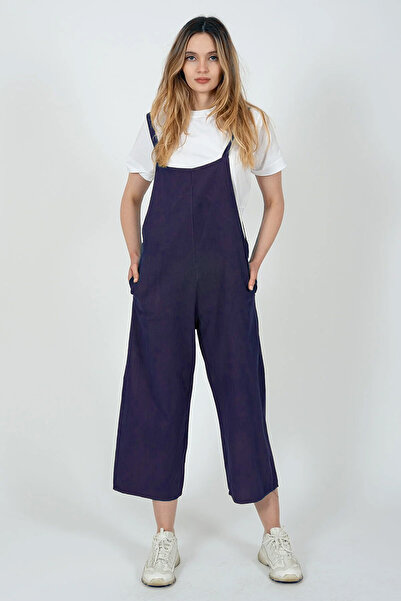 Primaro Lacivert Pamuk-keten Kadın Tulum