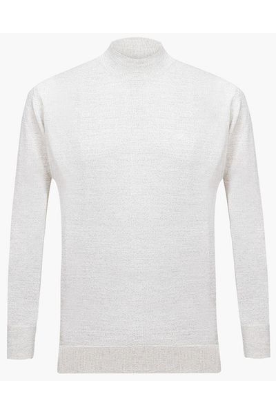 hateko Men's Melted Gray Classic Cut Half Fisherman Sweater